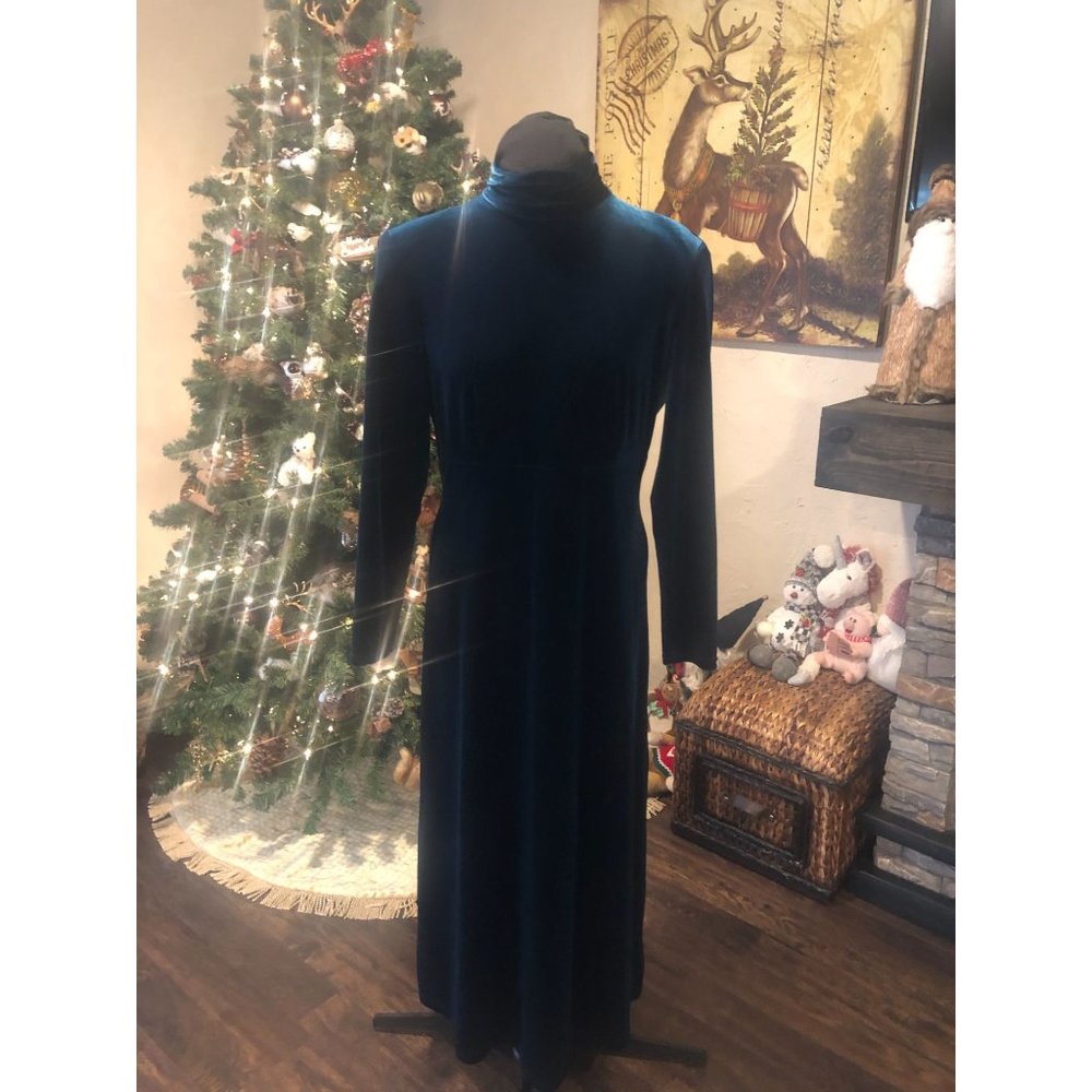 VINTAGE TRACY SPENCER EMERALD GREEN VELVET DRESS - SIZE 8